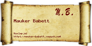 Mauker Babett névjegykártya